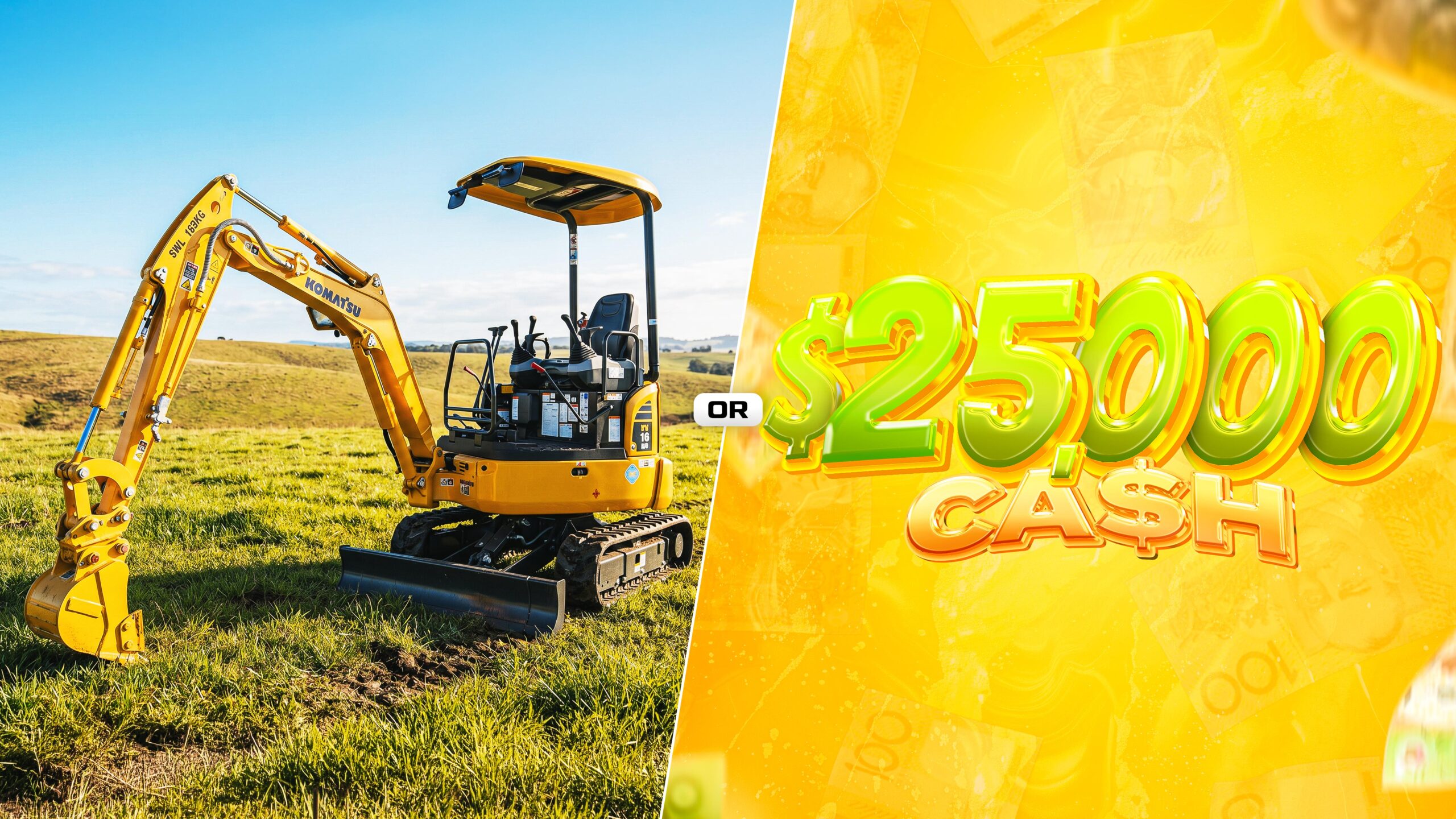 Komatsu Excavator + Trailer or $25,000